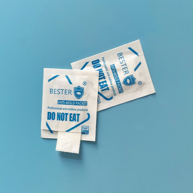 Opened anti-mold packet — verify composition and certificates beyond packaging claims